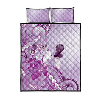 Aotearoa Maori Wahine Quilt Bed Set Fantail Bird Purple Gold Marble