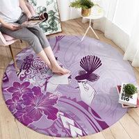 Aotearoa Maori Wahine Round Carpet Fantail Bird Purple Gold Marble LT05 - Polynesian Pride