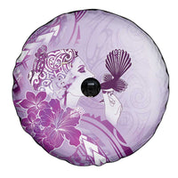Aotearoa Maori Wahine Spare Tire Cover Fantail Bird Purple Gold Marble