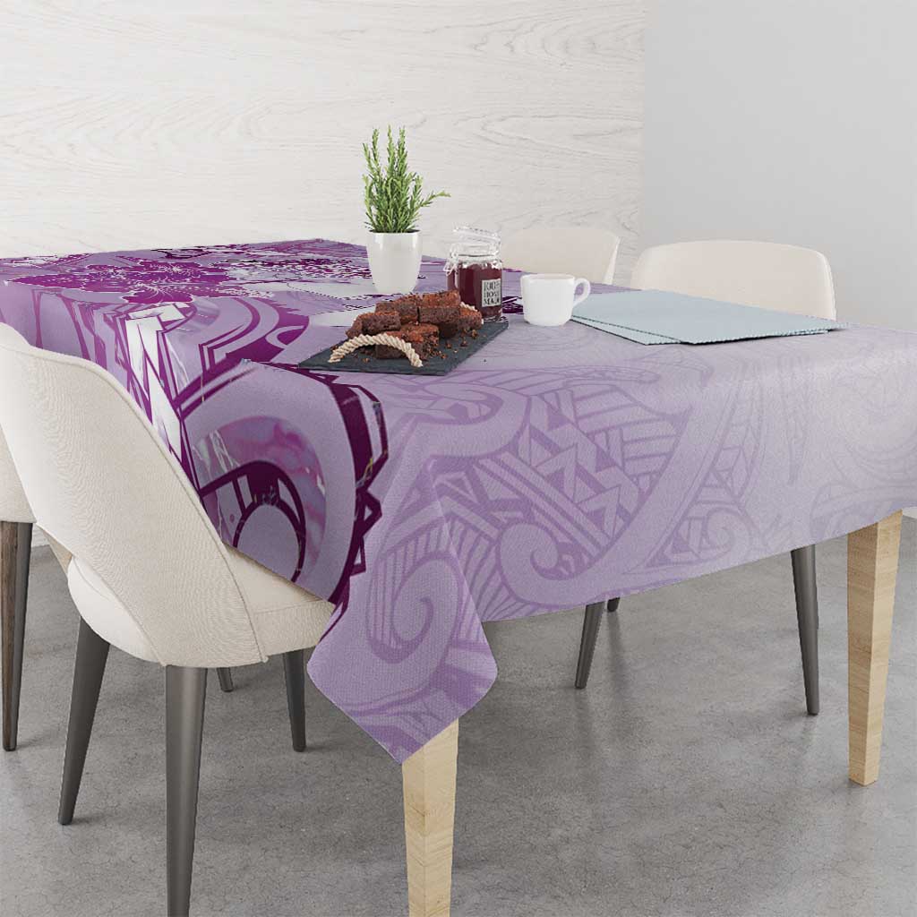 Aotearoa Maori Wahine Tablecloth Fantail Bird Purple Gold Marble