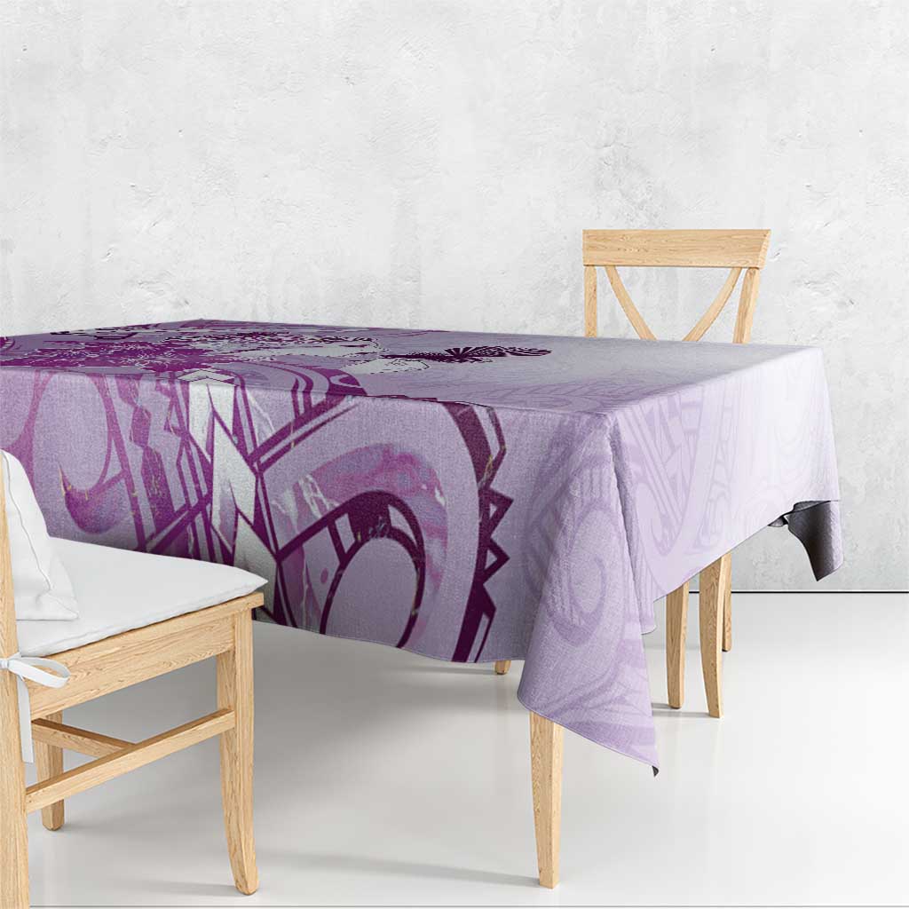 Aotearoa Maori Wahine Tablecloth Fantail Bird Purple Gold Marble