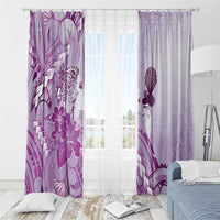 Aotearoa Maori Wahine Window Curtain Fantail Bird Purple Gold Marble