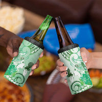 Aotearoa Maori Wahine 4 in 1 Can Cooler Tumbler Fantail Bird Green Gold Marble