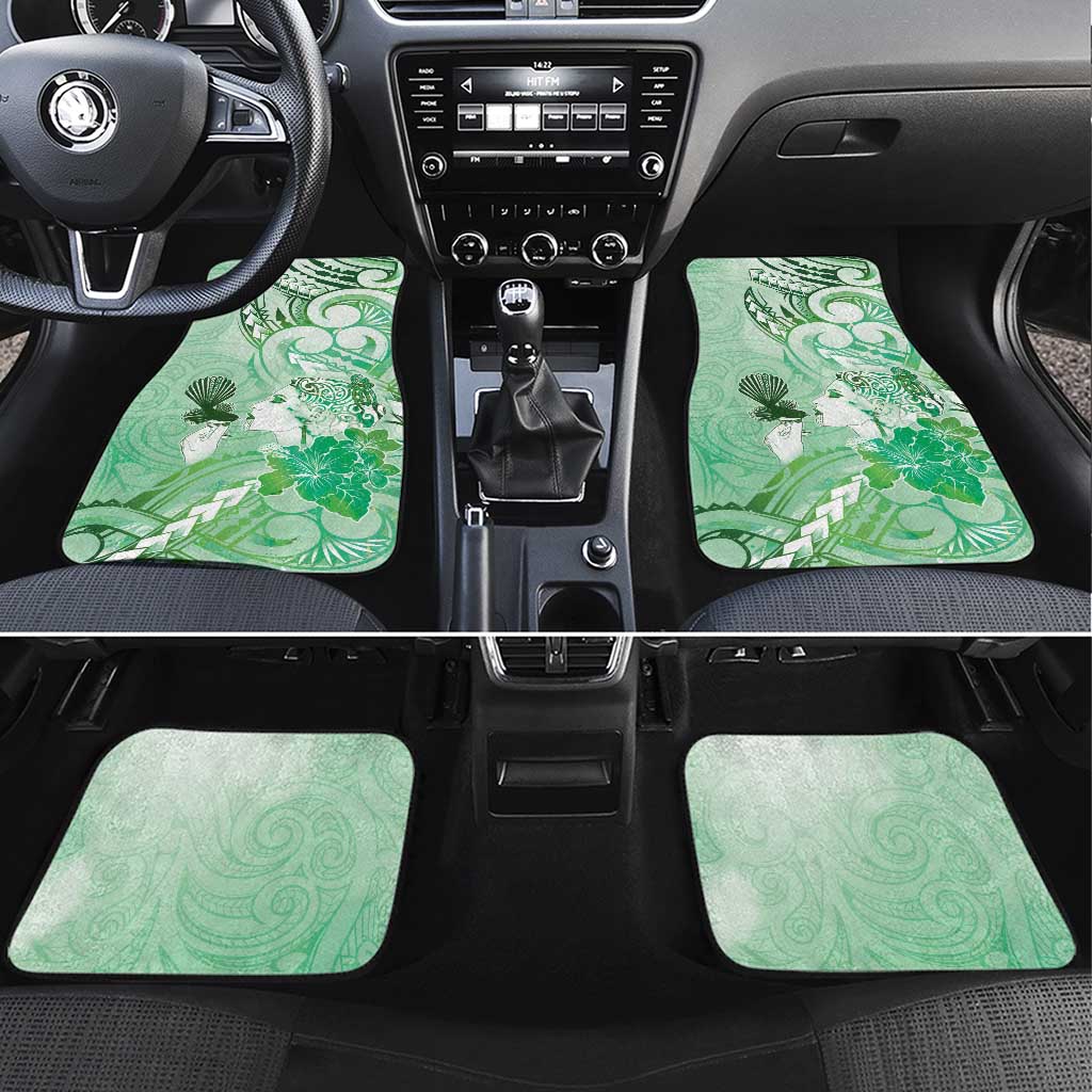 Aotearoa Maori Wahine Car Mats Fantail Bird Green Gold Marble