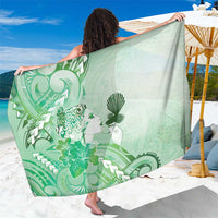 Aotearoa Maori Wahine Sarong Fantail Bird Green Gold Marble