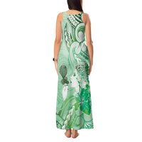 Aotearoa Maori Wahine Tank Maxi Dress Fantail Bird Green Gold Marble