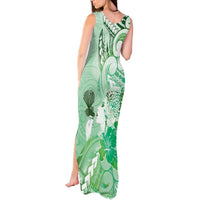 Aotearoa Maori Wahine Tank Maxi Dress Fantail Bird Green Gold Marble