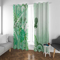 Aotearoa Maori Wahine Window Curtain Fantail Bird Green Gold Marble