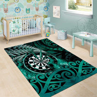 New Zealand Darts Area Rug Maori Koru Dartboard Turquoise Flame