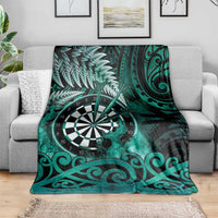 New Zealand Darts Blanket Maori Koru Dartboard Turquoise Flame