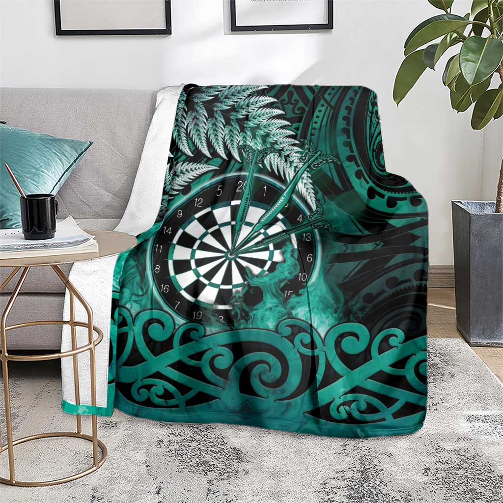 New Zealand Darts Blanket Maori Koru Dartboard Turquoise Flame