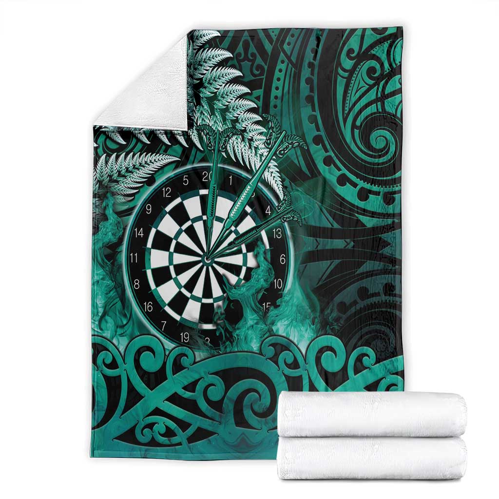 New Zealand Darts Blanket Maori Koru Dartboard Turquoise Flame