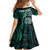 Personalised New Zealand Darts Family Matching Off Shoulder Maxi Dress and Hawaiian Shirt Maori Koru Dartboard Turquoise Flame