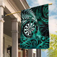 New Zealand Darts Garden Flag Maori Koru Dartboard Turquoise Flame