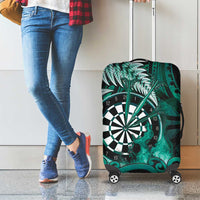 New Zealand Darts Luggage Cover Maori Koru Dartboard Turquoise Flame