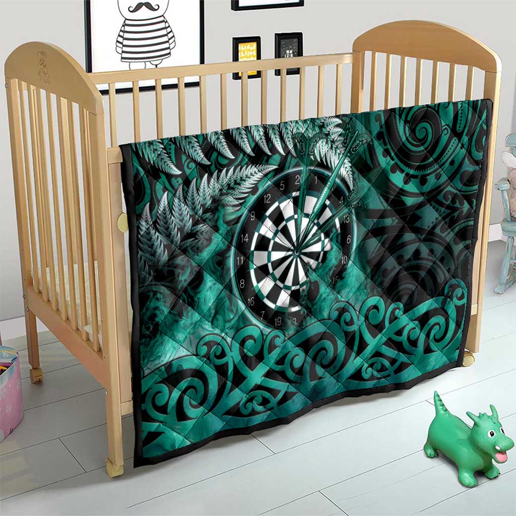 New Zealand Darts Quilt Maori Koru Dartboard Turquoise Flame