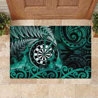 New Zealand Darts Rubber Doormat Maori Koru Dartboard Turquoise Flame