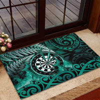 New Zealand Darts Rubber Doormat Maori Koru Dartboard Turquoise Flame