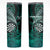 Personalised New Zealand Darts Skinny Tumbler Maori Koru Dartboard Turquoise Flame