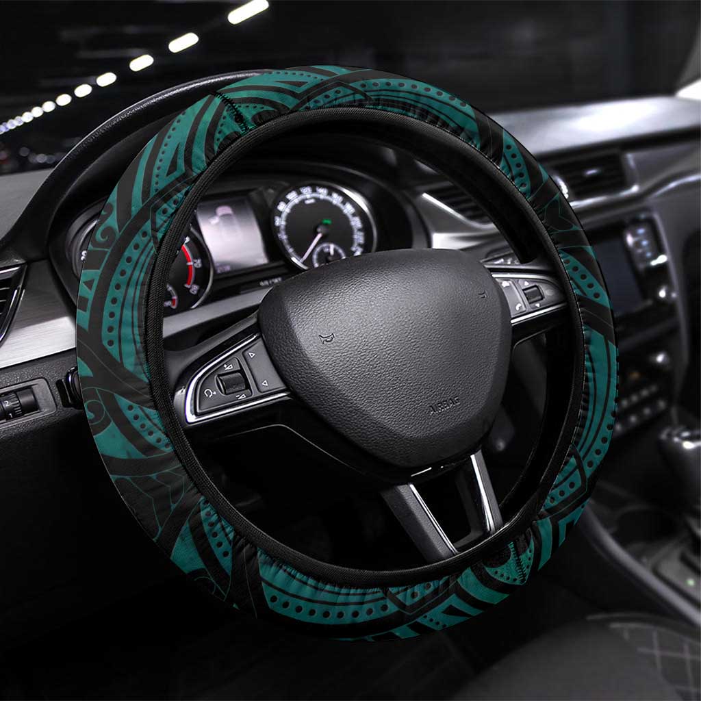 New Zealand Darts Steering Wheel Cover Maori Koru Dartboard Turquoise Flame