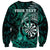Personalised New Zealand Darts Sweatshirt Maori Koru Dartboard Turquoise Flame