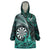 Personalised New Zealand Darts Wearable Blanket Hoodie Maori Koru Dartboard Turquoise Flame