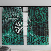 New Zealand Darts Window Curtain Maori Koru Dartboard Turquoise Flame