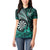 Personalised New Zealand Darts Women Polo Shirt Maori Koru Dartboard Turquoise Flame