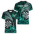 Personalised New Zealand Darts Women V-Neck T-Shirt Maori Koru Dartboard Turquoise Flame