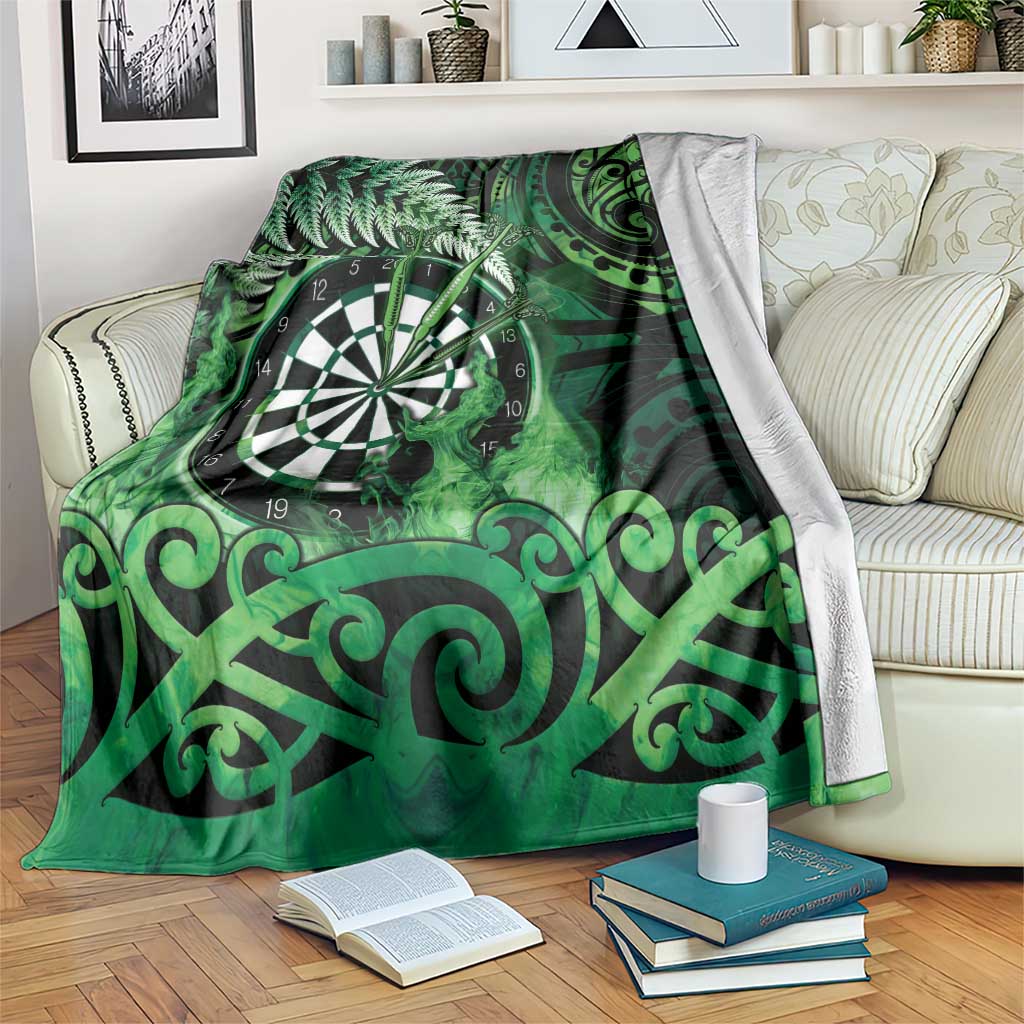 New Zealand Darts Blanket Maori Koru Dartboard Green Flame