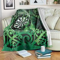 New Zealand Darts Blanket Maori Koru Dartboard Green Flame