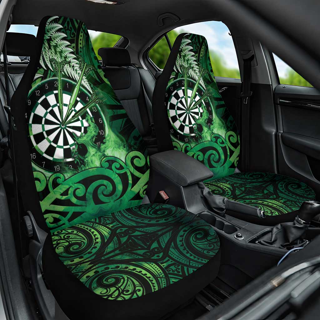 New Zealand Darts Car Seat Cover Maori Koru Dartboard Green Flame