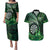 Personalised New Zealand Darts Couples Matching Puletasi and Hawaiian Shirt Maori Koru Dartboard Green Flame