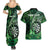 Personalised New Zealand Darts Couples Matching Summer Maxi Dress and Hawaiian Shirt Maori Koru Dartboard Green Flame