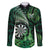 Personalised New Zealand Darts Family Matching Off The Shoulder Long Sleeve Dress and Hawaiian Shirt Maori Koru Dartboard Green Flame
