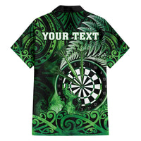 Personalised New Zealand Darts Family Matching Summer Maxi Dress and Hawaiian Shirt Maori Koru Dartboard Green Flame