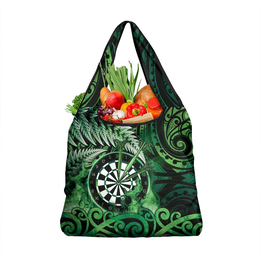 New Zealand Darts Grocery Bag Maori Koru Dartboard Green Flame