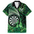 Personalised New Zealand Darts Hawaiian Shirt Maori Koru Dartboard Green Flame