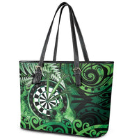 New Zealand Darts Leather Tote Bag Maori Koru Dartboard Green Flame