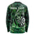 Personalised New Zealand Darts Long Sleeve Shirt Maori Koru Dartboard Green Flame