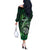 Personalised New Zealand Darts Off The Shoulder Long Sleeve Dress Maori Koru Dartboard Green Flame