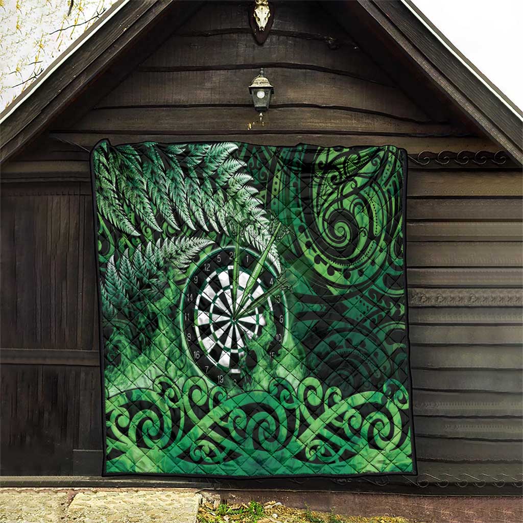 New Zealand Darts Quilt Maori Koru Dartboard Green Flame