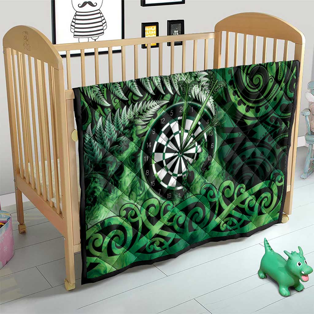 New Zealand Darts Quilt Maori Koru Dartboard Green Flame