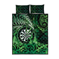 New Zealand Darts Quilt Bed Set Maori Koru Dartboard Green Flame