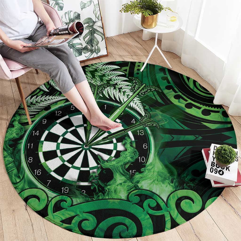 New Zealand Darts Round Carpet Maori Koru Dartboard Green Flame