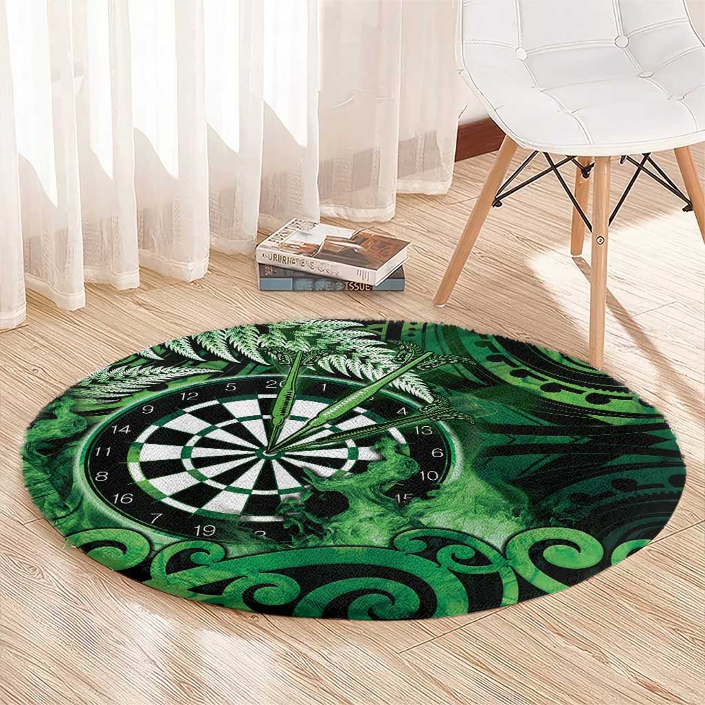 New Zealand Darts Round Carpet Maori Koru Dartboard Green Flame