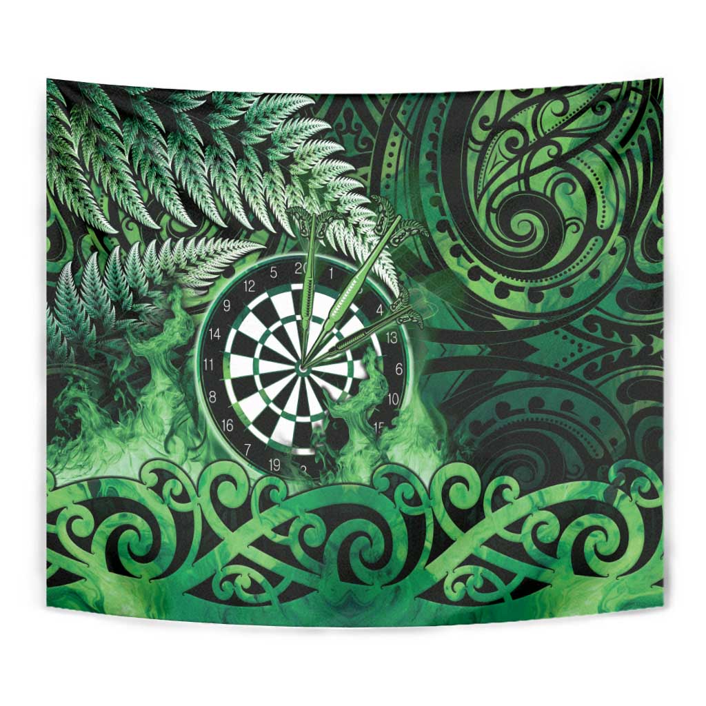 New Zealand Darts Tapestry Maori Koru Dartboard Green Flame