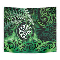 New Zealand Darts Tapestry Maori Koru Dartboard Green Flame