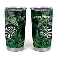 Personalised New Zealand Darts Tumbler Cup Maori Koru Dartboard Green Flame
