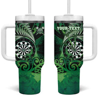 Personalised New Zealand Darts Tumbler With Handle Maori Koru Dartboard Green Flame